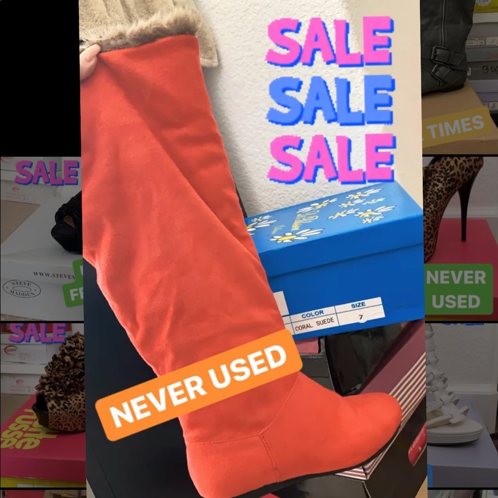 Coral Pink suede fur boots